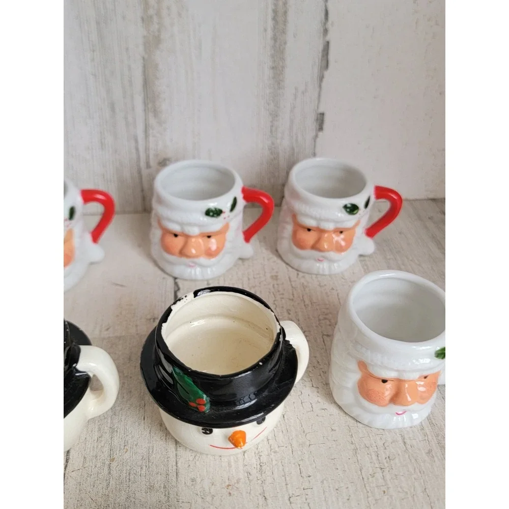 Ceramic Santa Claus mini mug cup snowman Xmas set home kitchen